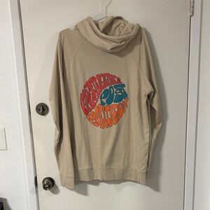 Beige Zip-Up Hoodie with Retro Graphic